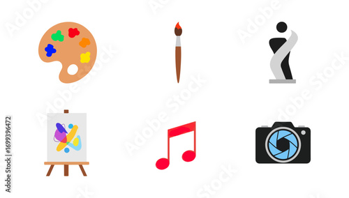 Art music photography and creativity icons
