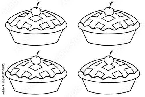 Four cherry pies with lattice crust dessert pastry