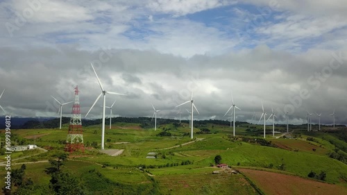 Eco power, wind turbines, producing green energy.