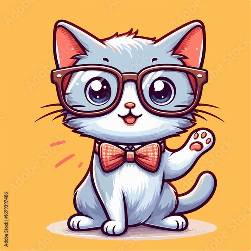 vector illustration of a cute cat wearing glasses
