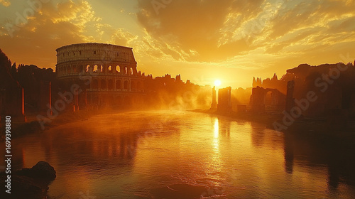 sunset over the river