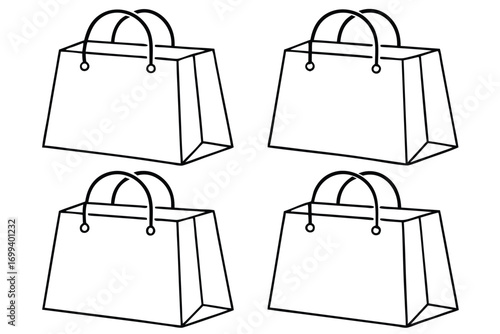 Four shopping bags outline paper bags gift bags
