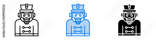 Nutcracker icon set multiple style collection