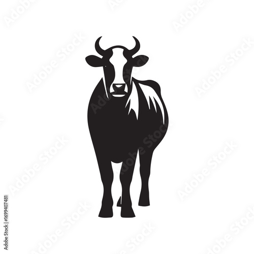 black and white cow vector illustration