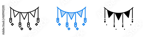 Garland icon set multiple style collection