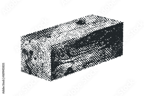 Textured wooden beam with rough surface detail. Vector hand drawn illustration