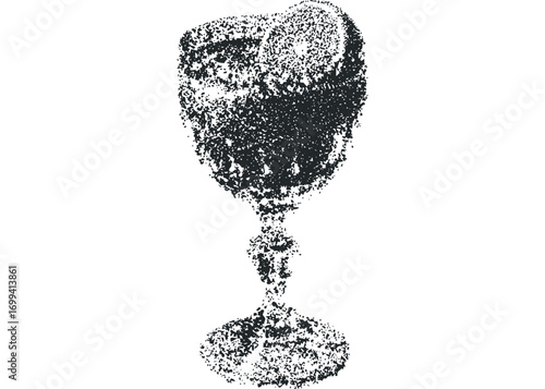 Textured wine goblet on transparent. Vector hand drawn illustration