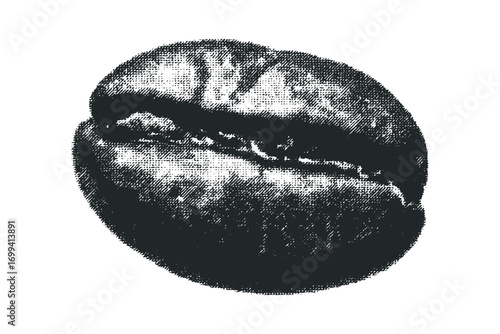 Textured coffee bean isolated on transparent. Vector hand drawn illustration