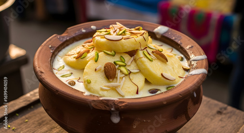 Rasmalai Dessert in Earthen Pot | Traditional Indian Sweet Food for Celebration, Cuisine, Culture and Recipe Promotion