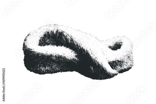 Textured Fur Object with Halftone Effect. Vector hand drawn illustration