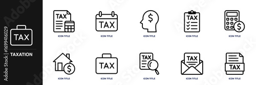 Taxation Line Icon Set