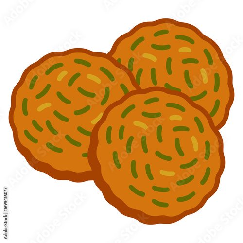 kolokithokeftedes Greek Zucchini fritters flat color vector illustration template design