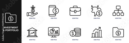 Investment & Portfolio Line Icon Set