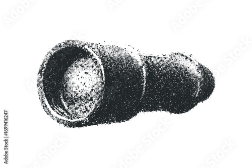 Grunge Textured Pipe Fitting Object. Vector hand drawn illustration