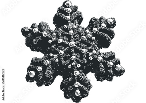 Snowflake crystalline structure detail transparent. Vector hand drawn illustration