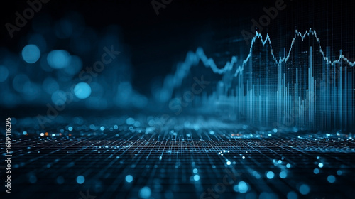 Abstract blue financial graph illustrating data analysis and trading insights