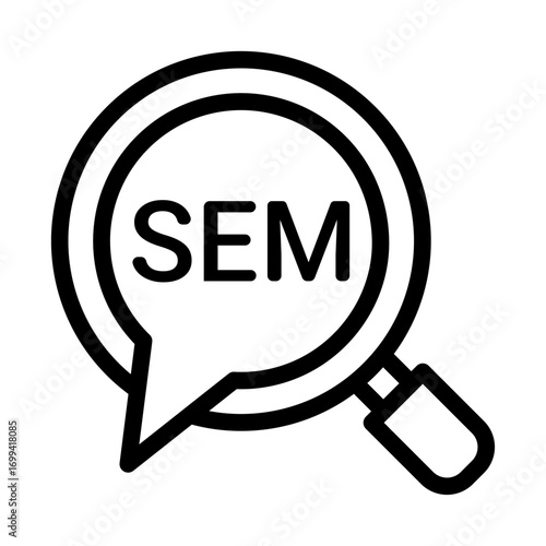 Search Engine Marketing (SEM) Line Icon of Search Engine Marketing (SEM) Icon Set