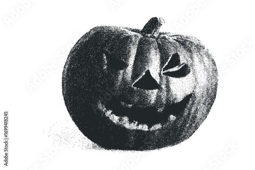 Grinning Jack-o-lantern on transparent background. Vector hand drawn illustration