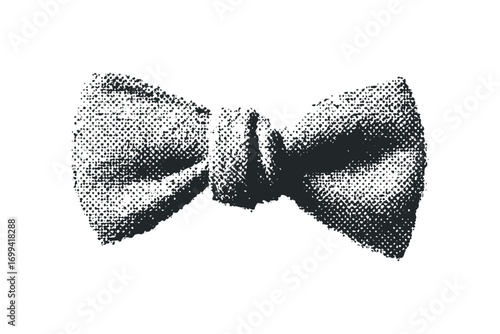 Textured bow tie graphic on transparent background. Vector hand drawn illustration