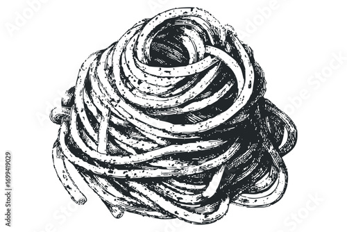 Spaghetti Nest image with Hand Drawn Style. Vector hand drawn illustration