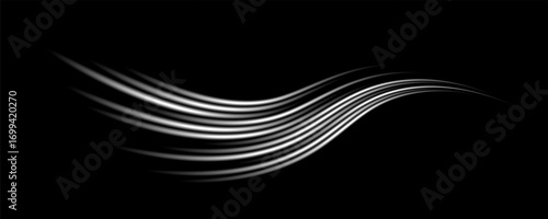 Colorful light trails, long time exposure motion blur effect. Red and blue glowing neon lights lines. Red blue special effect, speed police line. Magic of moving fast lines. Vector Illustration