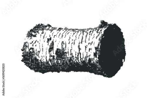 Textured cylindrical object on transparent background. Vector hand drawn illustration