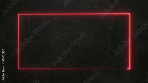 Red Neon Rectangle Outline Animation Dark Textured Background