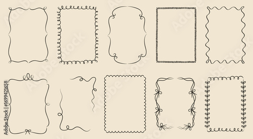 A set of hand-drawn vintage frames.