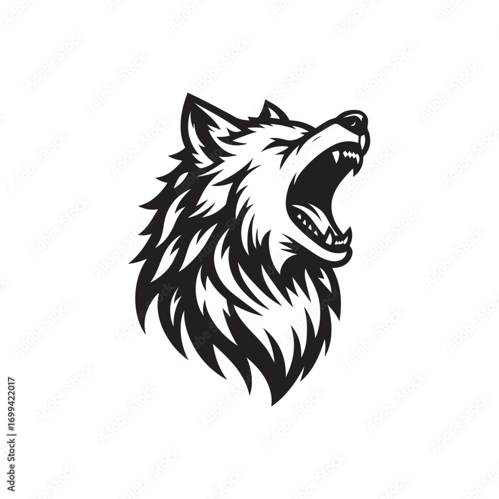 Fototapeta premium roaring wolf head vector