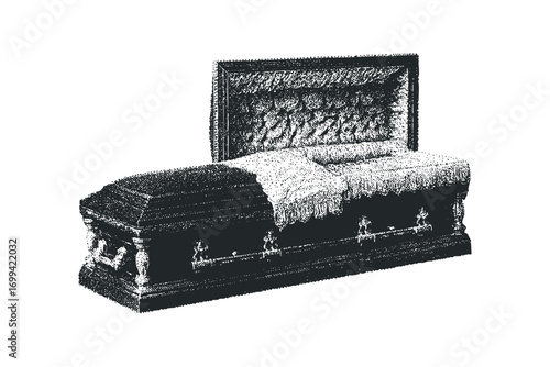 Open Coffin Image. Vector hand drawn illustration