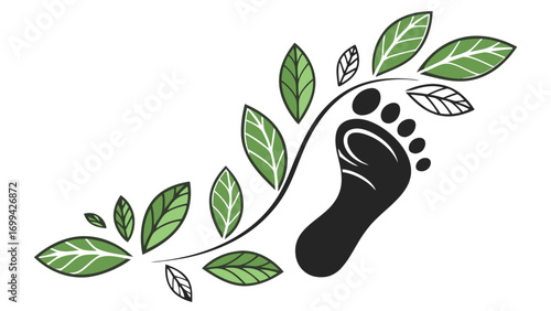 EcoFriendly Footprint Surrounded by Lush Leaves