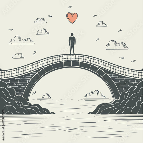 bridge of forgiveness vector illustration for healing and compassionate messaging