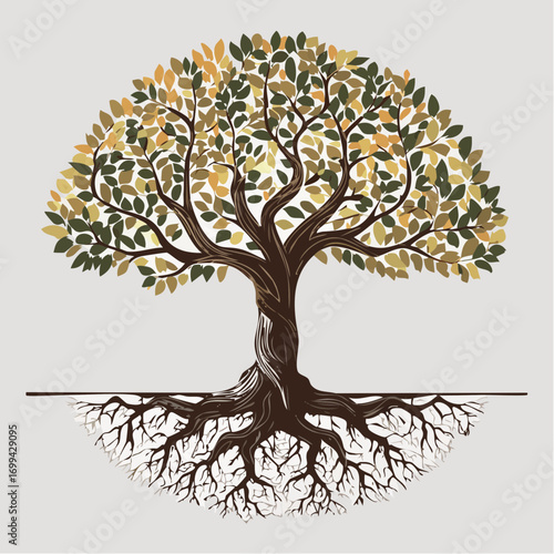 the resilient tree vector illustration for resilience and self-care messaging
