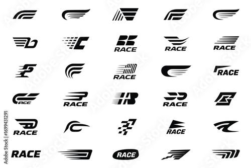 Hood Rally Racing Stripes Icon Vector Set – Car Decal Illustration, Vehicle Wrap Design, Motorsport Stickers, Speed Symbol, Racing Graphics, Auto Decoration, Vinyl Sign, Sport Competition Emblem