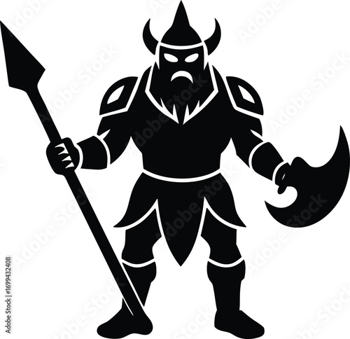 Barbarian axe vector icon.