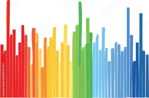 Abstract colorful vertical lines arranged to create a vibrant, dynamic visual effect.