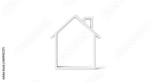 Minimalist white house outline on a clean white background