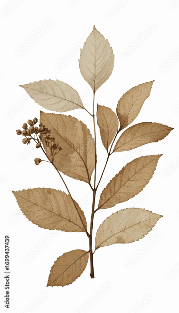 Fototapeta premium Watercolor Earth: Fragile Leaves dry leaves isolated vector illustration svg