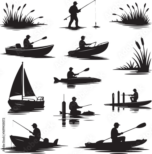 black silhouettes of various pickup trucks and vans side view