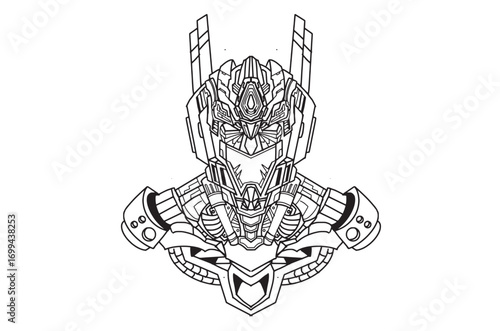 Hand drawing illustration of Robot head graphics, suitable for children to color