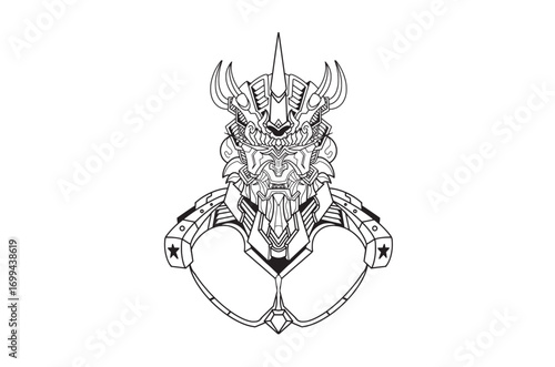 Hand drawing illustration of Robot head graphics, suitable for children to color