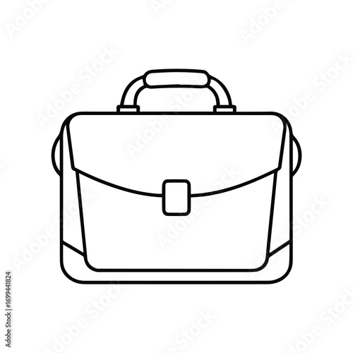 briefcase line art, black outline, coloring book page vector illustration