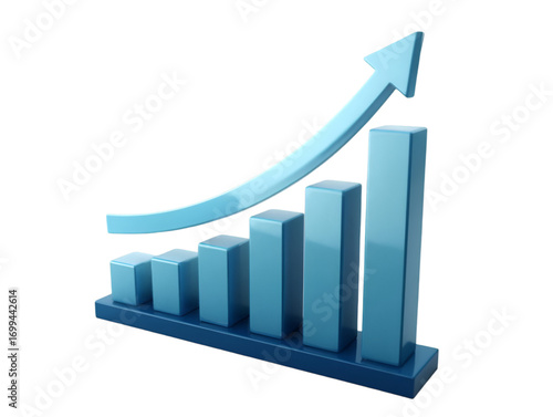 Free Download A modern 3D graph with an upward trend, symbolizing growth and success in business, finance, and performance metrics. Ideal for presentations or reports. - GFXLoad