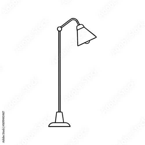 floor lamp line art, black outline, coloring book page vector illustration