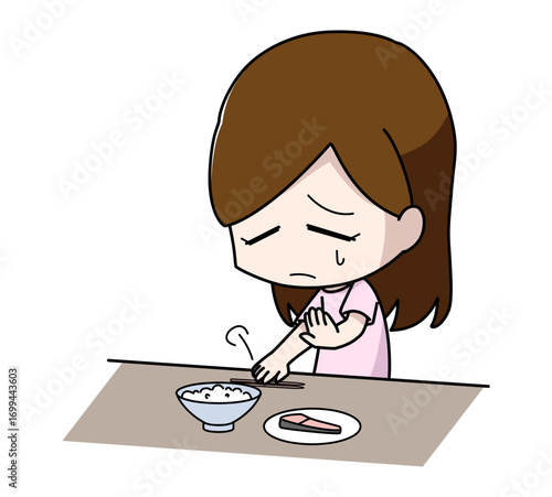 食欲がない女性のイラスト