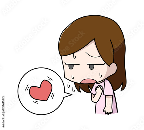 動悸がする女性のイラスト