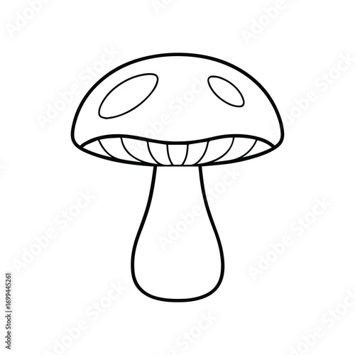 mushroom  line art, black outline, coloring book page vector illustration