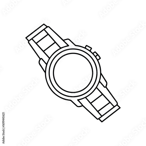 smartwatch line art, black outline, coloring book page vector illustration