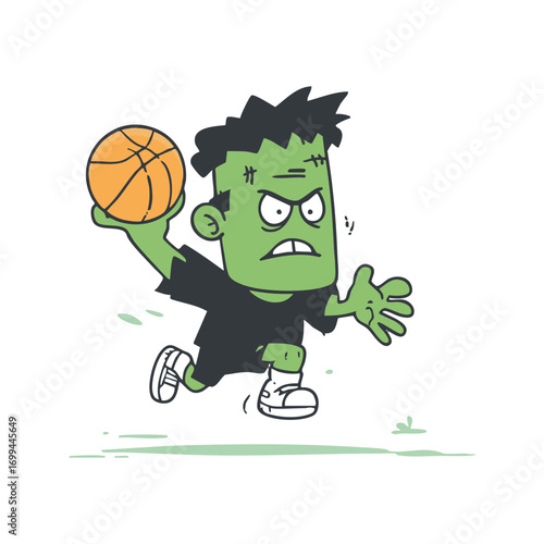 Funny Frankenstein Character Slam Dunk Basketball