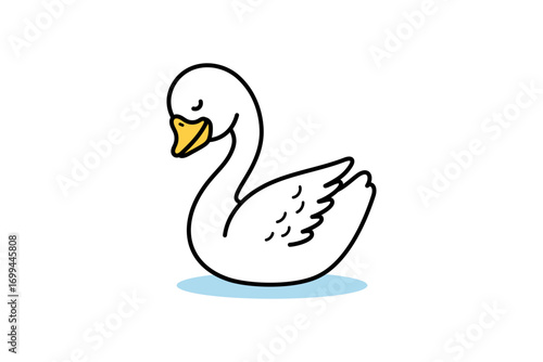 Swan Sleeping Cartoon Illustration